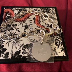 GUCCI SilverTrademark Chain Bracelet NWOT Gucci pouch, booklet & Box retail $488